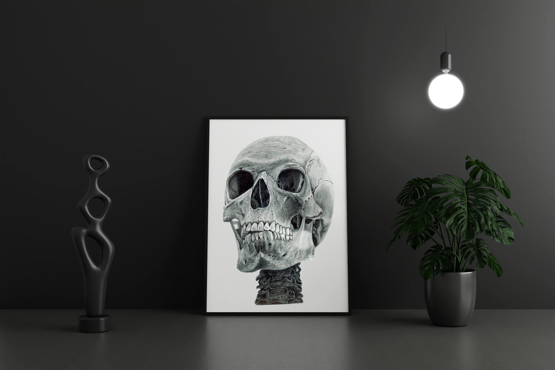 Hand Drawn Graphite Skull Drawing